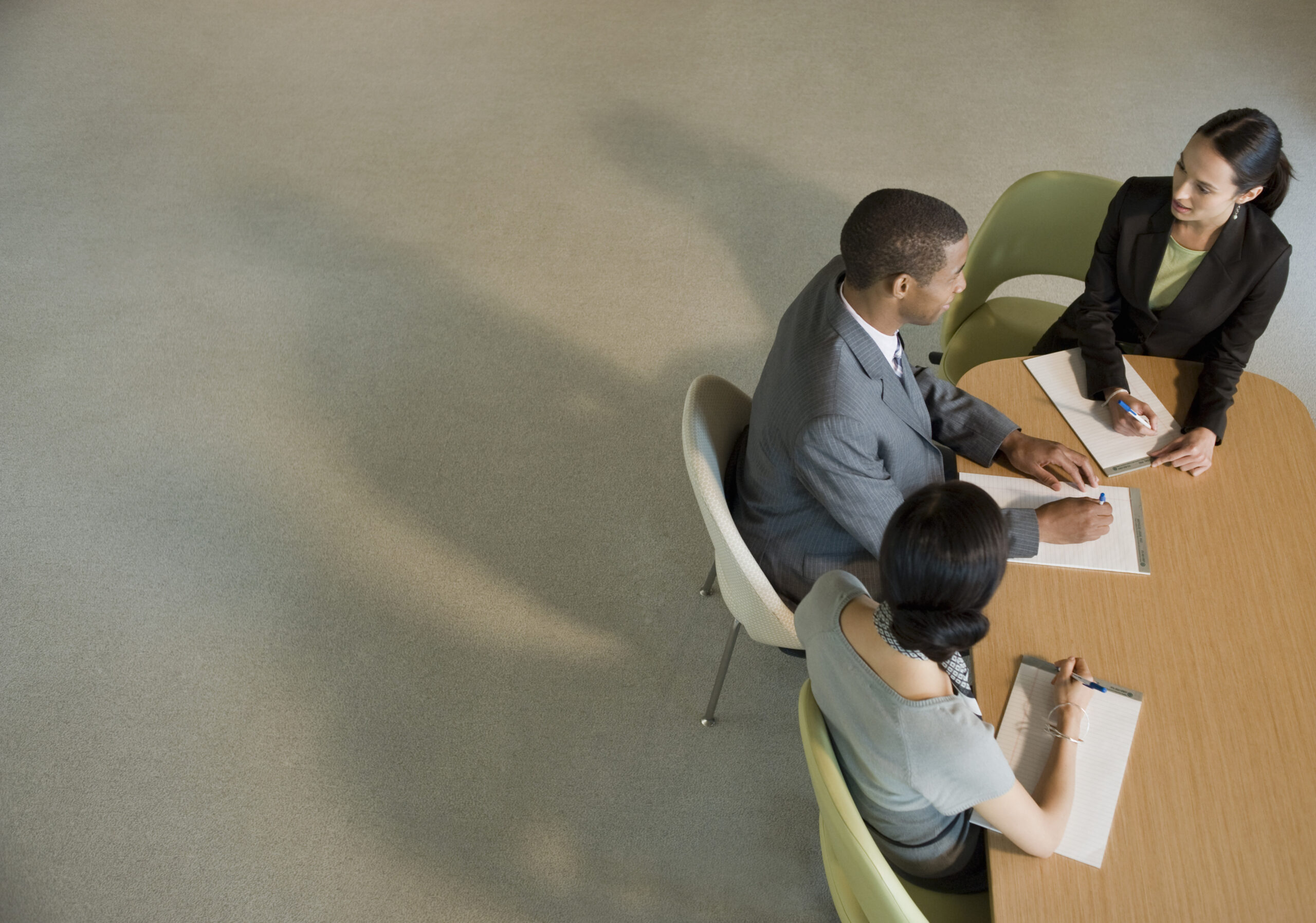 3 people meeting in office